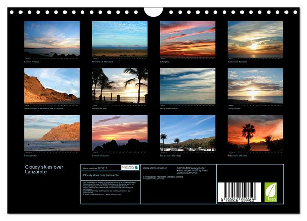 Produktbild: Cloudy skies over Lanzarote (Wall Calendar 2026 DIN A4 landscape), CALVENDO 12 Month Wall Calendar