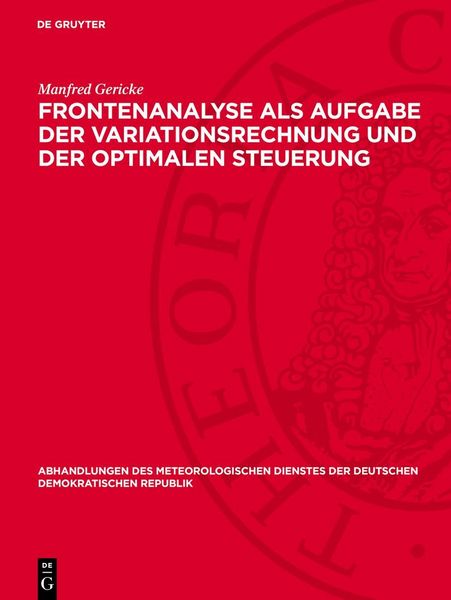 Produktbild: Frontenanalyse als Aufgabe der Variationsrechnung und der optimalen Steuerung