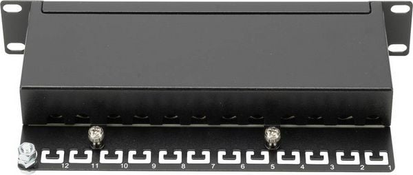 Produktbild: Digitus DN-91612S 12 Port Netzwerk-Patchpanel 254mm (10\") CAT 6 1 HE Best&uuml;ckt