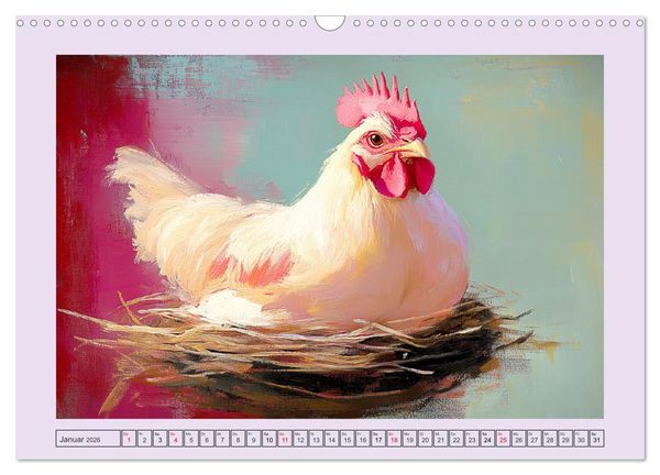 Produktbild: Tiere auf dem Bauernhof. Farbenfrohe Tierportraits im Stil der &Ouml;lmalerei (Wandkalender 2026 DIN A3 quer), CALVENDO Monatskalender