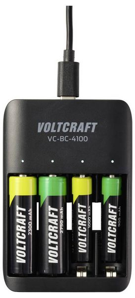 Produktbild: VOLTCRAFT VC-BC-4100 Rundzellen-Ladeger&auml;t NiMH, NiZn, LiIon Mignon (AA), Micro (AAA)
