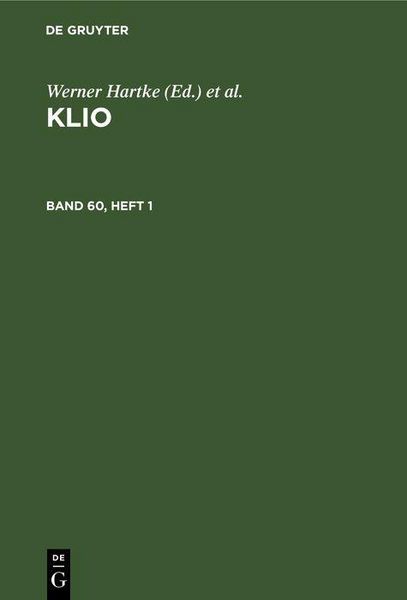 Produktbild: Klio. Band 60, Heft 1