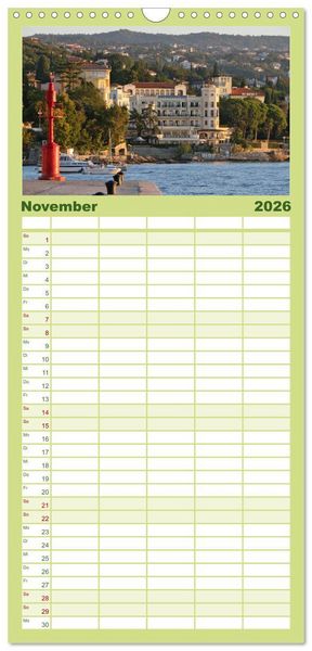 Produktbild: Familienplaner 2026 - Zauberhaftes Opatija mit 5 Spalten (Wandkalender, 21 x 45 cm) CALVENDO