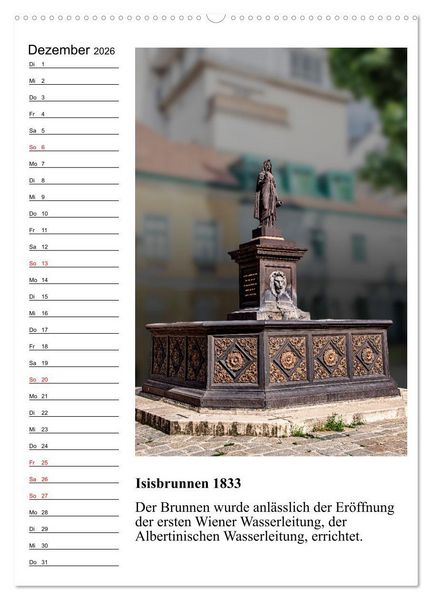 Produktbild: Brunnenkunst in Wien (hochwertiger Premium Wandkalender 2026 DIN A2 hoch), Kunstdruck in Hochglanz