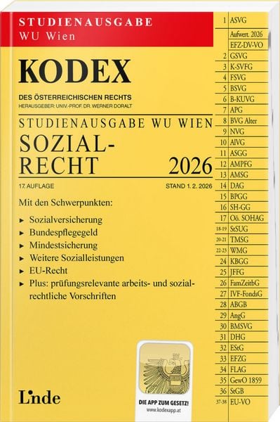 Produktbild: KODEX Studienausgabe Sozialrecht WU 2026