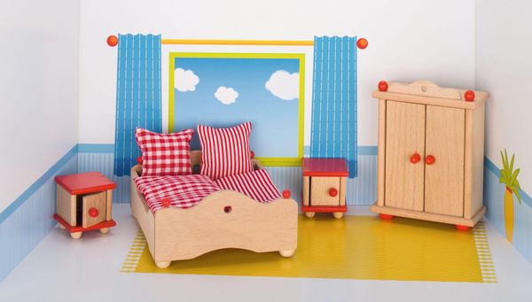 Produktbild: goki Puppenm&ouml;bel Schlafzimmer f&uuml;r Puppenhaus