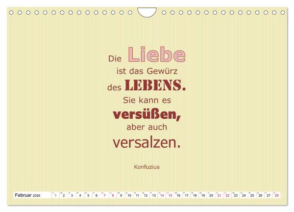 Produktbild: Zitate und Spr&uuml;che In Sachen LIEBE (Wandkalender 2026 DIN A4 quer), CALVENDO Monatskalender