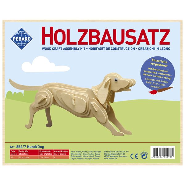 Produktbild: PEBARO 852/7 - Holzbausatz Hund, 37 Teile, Holzkonstruktion zum Zusammenstecken