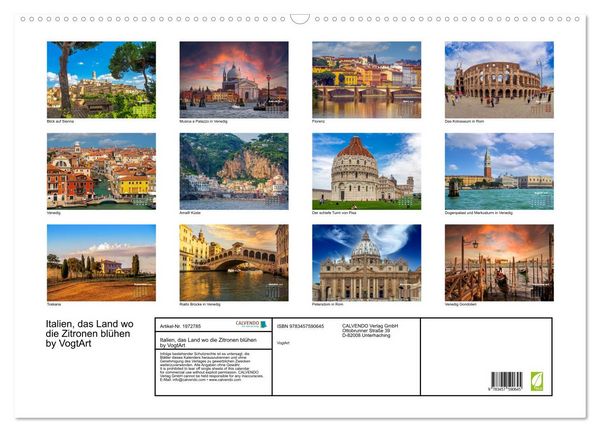 Produktbild: Italien, das Land wo die Zitronen bl&uuml;hen by VogtArt (Wandkalender 2026 DIN A2 quer), CALVENDO Monatskalender