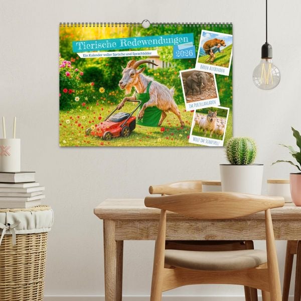 Produktbild: Tierische Redewendungen - Ein Kalender voller Spr&uuml;che und Sprachbilder (Wandkalender 2026 DIN A3 quer), CALVENDO Monatskalender