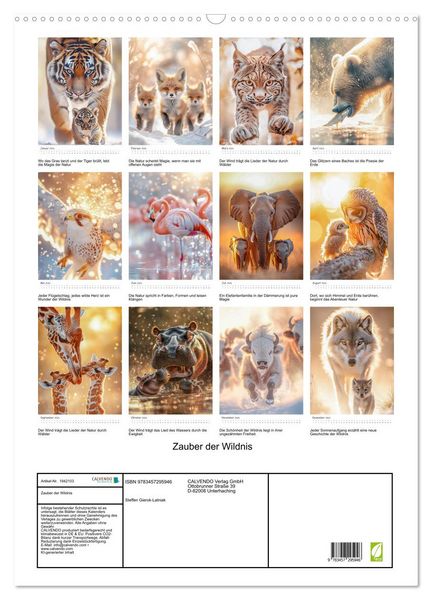 Produktbild: Zauber der Wildnis (Wandkalender 2026 DIN A2 hoch), CALVENDO Monatskalender