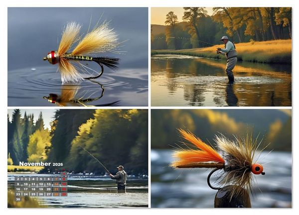 Produktbild: Lachsfischen im Fluss (Tischkalender 2026 DIN A5 quer), CALVENDO Monatskalender