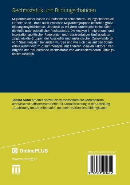 Produktbild: Rechtsstatus und Bildungschancen