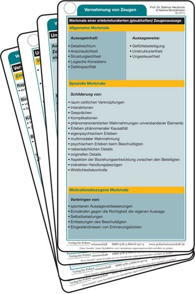 Produktbild: Einsatzkarten &bdquo;Vernehmung von Zeugen&ldquo;