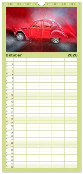 Produktbild: Familienplaner 2026 - Die Ente - Citro&euml;n 2CV mit 5 Spalten (Wandkalender, 21 x 45 cm) CALVENDO