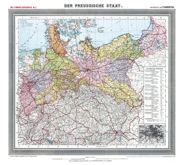 Produktbild: Historische Preussenkarte / DER PREUSSISCHE STAAT - 1905 [gerollt]