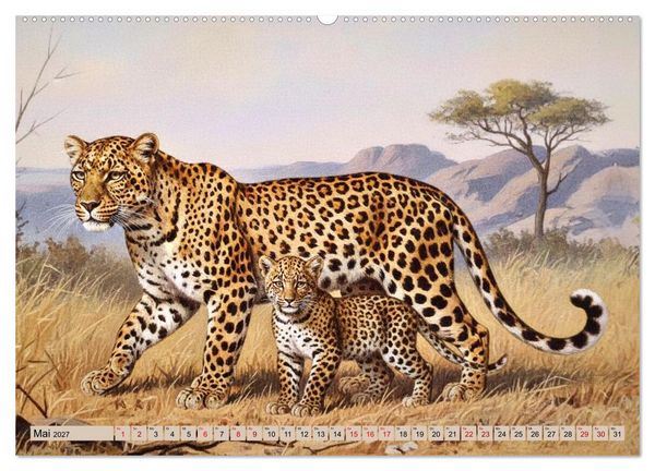 Produktbild: Afrikas Tiere wie aus alten B&uuml;chern (Wandkalender 2027 DIN A2 quer), CALVENDO Monatskalender