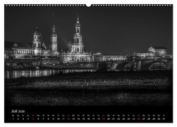 Produktbild: Dresden - Elbflorenz bei Nacht (hochwertiger Premium Wandkalender 2026 DIN A2 quer), Kunstdruck in Hochglanz