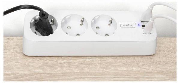 Produktbild: Digitus DA-70626 Tischsteckdose Wei&szlig; Schutzkontakt 1St.