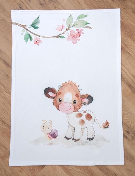 Produktbild: Herding 1540231014 - babybest&reg;, Babydecke, S&uuml;&szlig;es K&auml;lbchen, Soft-Peachdecke, Microfaser, weiss/beige, 75x100 cm