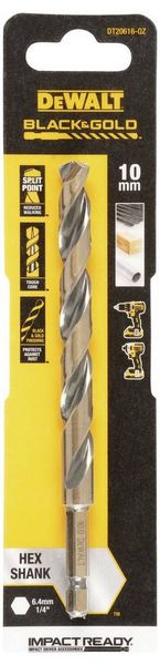 Produktbild: DEWALT DT20616-QZ HSS-G Metall-Spiralbohrer 1 St&uuml;ck 10 mm Gesamtl&auml;nge 138 mm korrosionsgesch&uuml;tzt Sechskant 1 St.