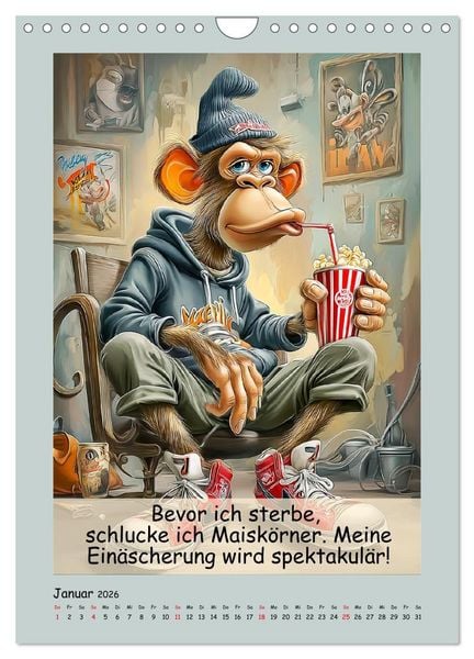 Produktbild: Affengeil. Humor aus dem Gro&szlig;stadtdschungel (Wandkalender 2026 DIN A4 hoch), CALVENDO Monatskalender