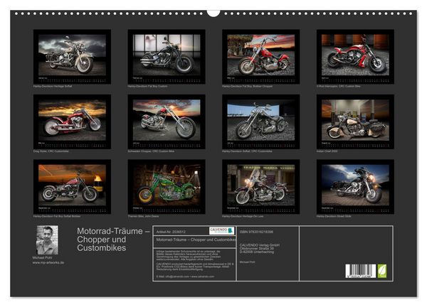 Produktbild: Motorrad-Tr&auml;ume &ndash; Chopper und Custombikes (Wandkalender 2026 DIN A2 quer), CALVENDO Monatskalender