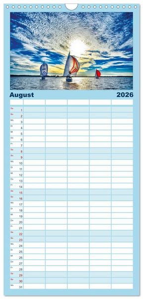Produktbild: Familienplaner 2026 - Leidenschaft Segeln mit 5 Spalten (Wandkalender, 21 x 45 cm) CALVENDO