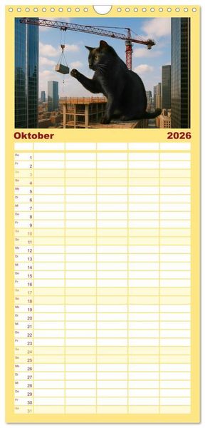 Produktbild: Familienplaner 2026 - Katzen Weltherrschaft mit 5 Spalten (Wandkalender, 21 x 45 cm) CALVENDO