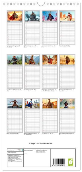 Produktbild: Familienplaner 2026 - Krieger - Im Wandel der Zeit mit 5 Spalten (Wandkalender, 21 x 45 cm) CALVENDO