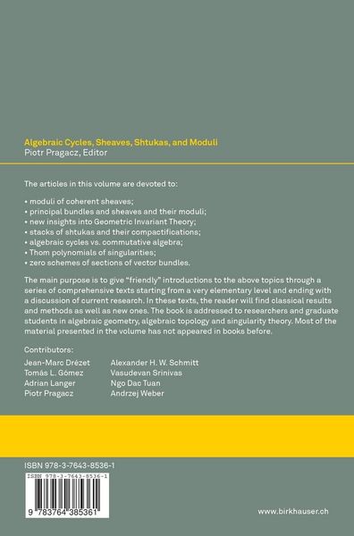 Produktbild: Algebraic Cycles, Sheaves, Shtukas, and Moduli