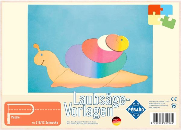 PEBARO 319/1S - Laubsägevorlage Schnecke, 1 Platte, Größe DIN A4