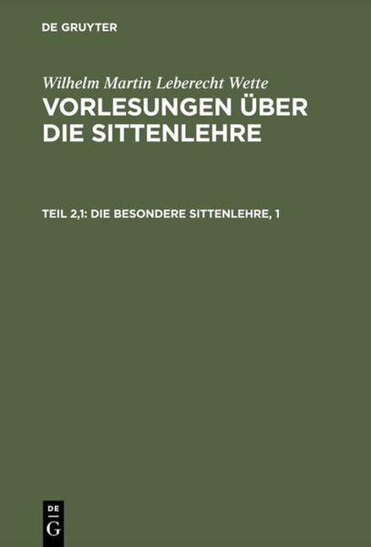 Produktbild: Die besondere Sittenlehre, 1