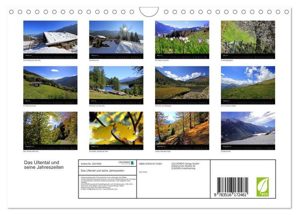 Produktbild: Das Ultental und seine Jahreszeiten (Wandkalender 2026 DIN A4 quer), CALVENDO Monatskalender