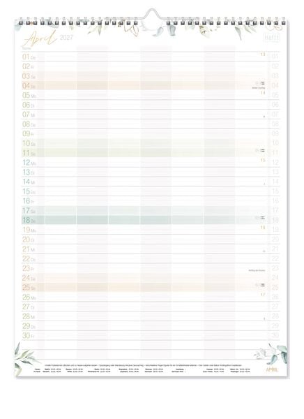Produktbild: Familienplaner XXL 26/27 Wand-Kalender 7-spaltig 17 Monate [Blattgold]