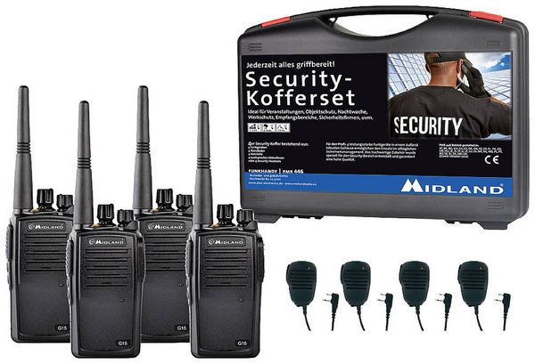 Midland G15 Pro PMR 4er Security inkl. MA 25-M C1127.S3 PMR-Handfunkgerät 4er Set