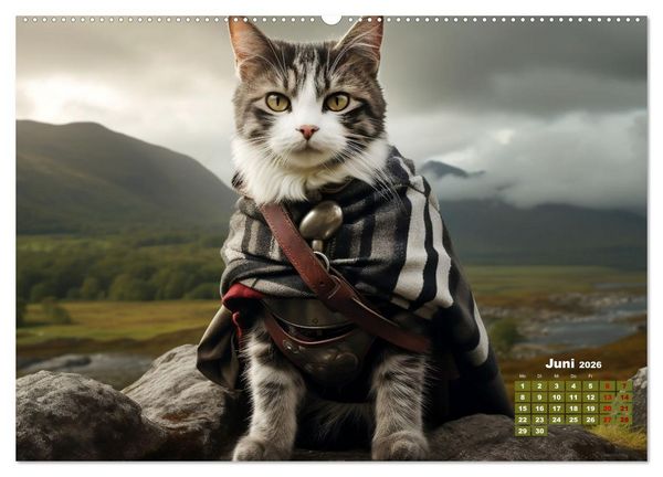 Produktbild: Schottische Katzenhelden (hochwertiger Premium Wandkalender 2026 DIN A2 quer), Kunstdruck in Hochglanz