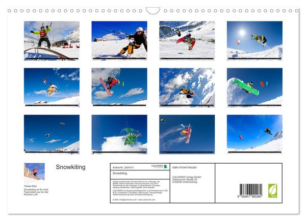 Produktbild: Snowkiting (Wandkalender 2026 DIN A3 quer), CALVENDO Monatskalender
