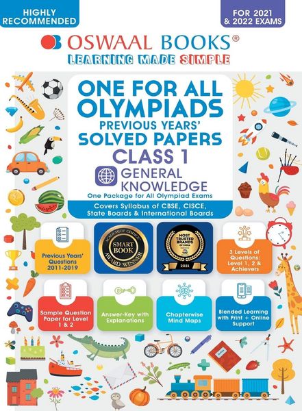 Produktbild: One for All Olympiad Previous Years' Solved Papers, Class-1 General Knowledge Book (For 2022 Exam)