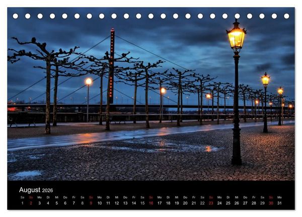 Produktbild: D&uuml;sseldorf Abendstimmungen und Nachtansichten (Tischkalender 2026 DIN A5 quer), CALVENDO Monatskalender