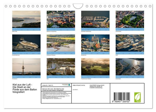 Produktbild: Kiel aus der Luft - Die Stadt an der F&ouml;rde aus dem Ballon fotografiert (Wandkalender 2026 DIN A4 quer), CALVENDO Monatskalender
