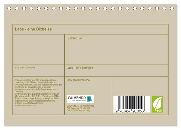 Produktbild: Laos - eine Bildreise (Tischkalender 2026 DIN A5 quer), CALVENDO Monatskalender