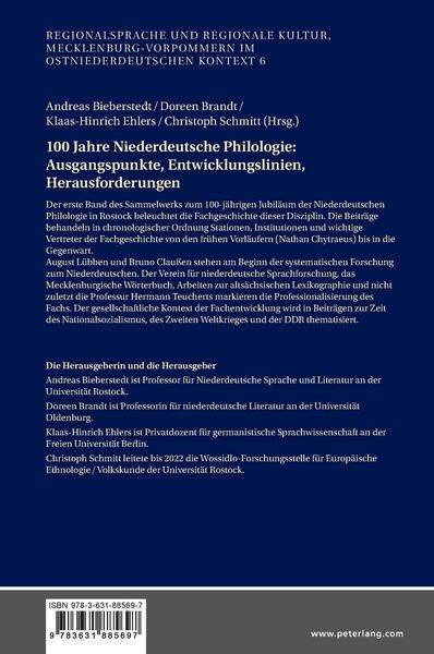 Produktbild: 100 Jahre Niederdeutsche Philologie: Ausgangspunkte, Entwicklungslinien, Herausforderungen