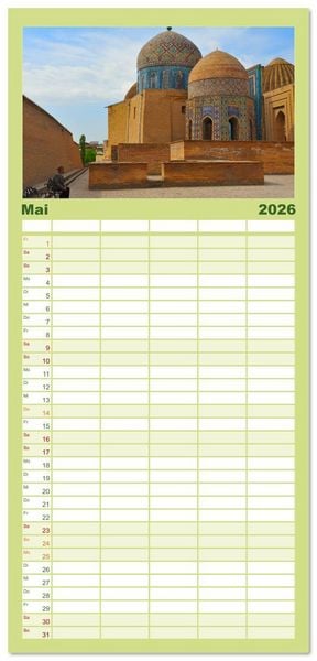 Produktbild: Familienplaner 2026 - Usbekistan, Perlen der Seidenstra&szlig;e mit 5 Spalten (Wandkalender, 21 x 45 cm) CALVENDO