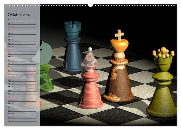 Produktbild: SCHACH - Spiel der K&ouml;nige (hochwertiger Premium Wandkalender 2026 DIN A2 quer), Kunstdruck in Hochglanz