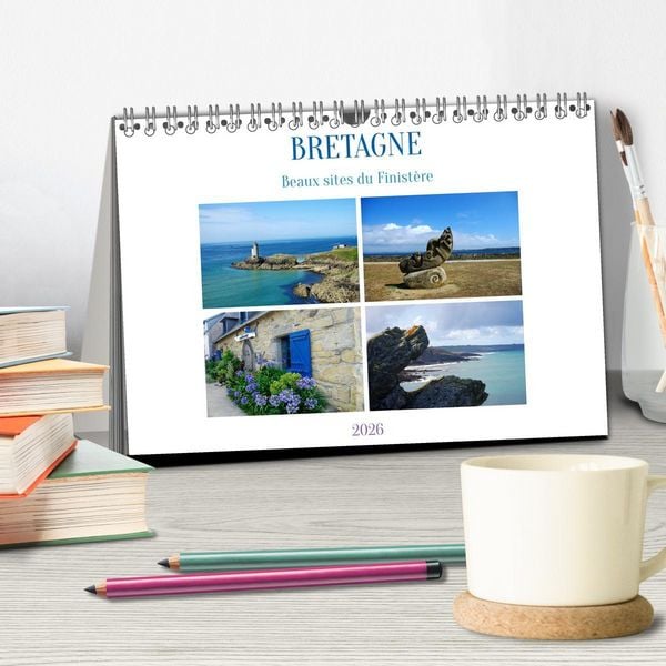 Produktbild: Bretagne Beaux sites du Finist&egrave;re (Calendrier de bureau 2026 DIN A5 vertical), CALVENDO calendrier mensuel