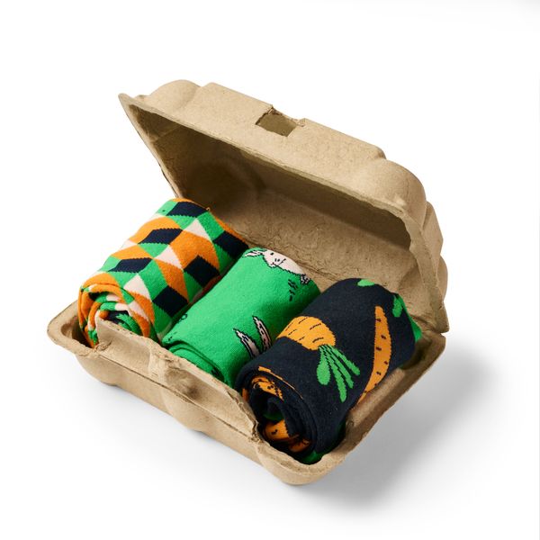 Socken im Eierkarton, 3er Set, Größe 41-46