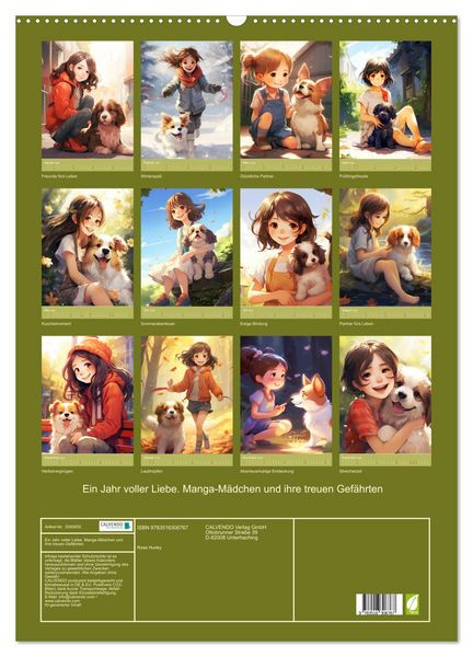 Produktbild: Ein Jahr voller Liebe. Manga-M&auml;dchen und ihre treuen Gef&auml;hrten (Wandkalender 2026 DIN A2 hoch), CALVENDO Monatskalender