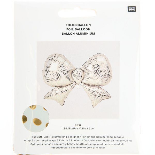 Produktbild: Folienballon Schleife, P&uuml;nktchen, Creme/Gold