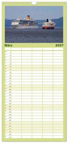 Produktbild: Familienplaner 2027 - Hurtigruten - Entlang der norwegischen K&uuml;ste mit 5 Spalten (Wandkalender, 21 x 45 cm) CALVENDO